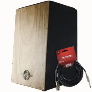 Cajon Carron Elétrico Liso Natural Percussionline + Cabo Xlr Natural